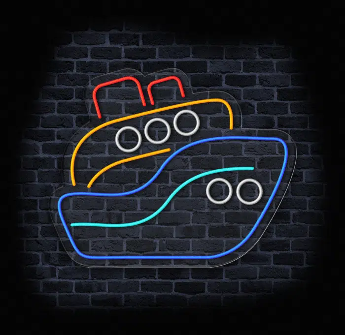 Neon na ścianę w kształcie statku – kolorowe światło LED