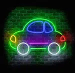 Neon samochód LED – kolorowy neon na ścianę do pokoju dziecka