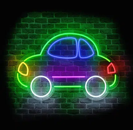 Neon samochód LED – kolorowy neon na ścianę do pokoju dziecka
