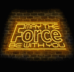 Neon na ścianę May The Force Be With You żółty LED