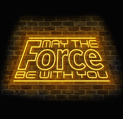 Neon na ścianę May The Force Be With You żółty LED