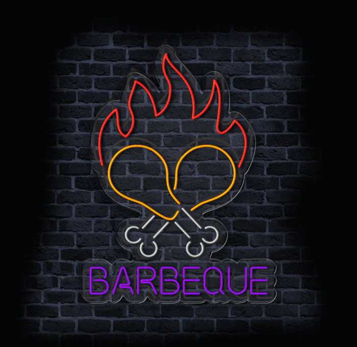 neon LED Barbeque do gastronomii
