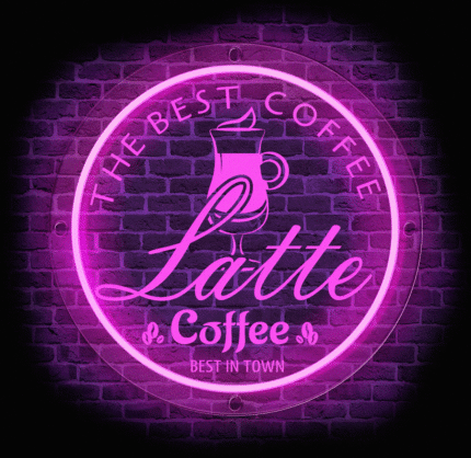 neon Latte LED różowy – dekoracja do witryny