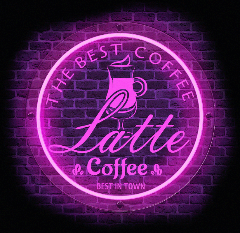 neon Latte LED różowy – dekoracja do witryny