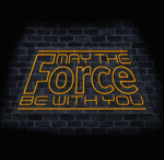 Żółty neon reklamowy Force napis LED