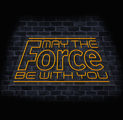 Żółty neon reklamowy Force napis LED