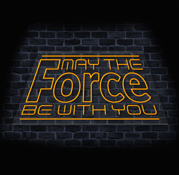 Żółty neon reklamowy Force napis LED