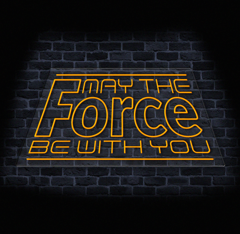 Żółty neon reklamowy Force napis LED