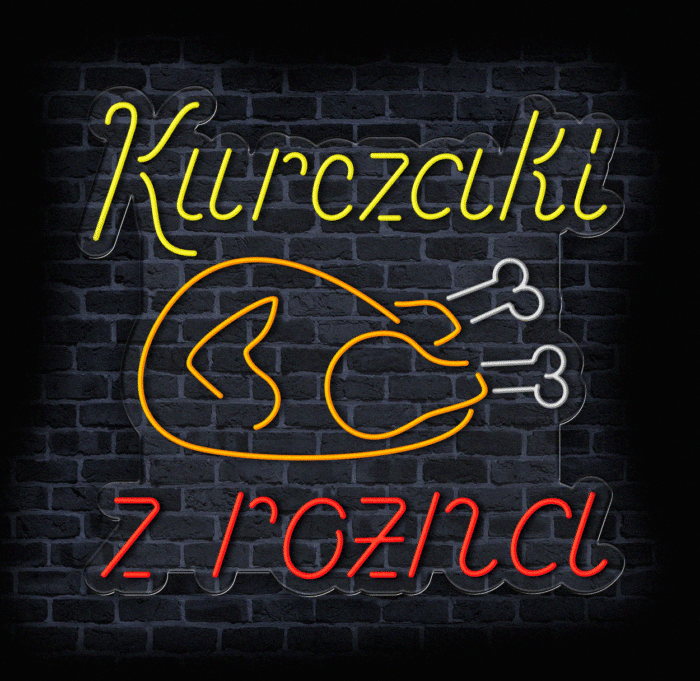 neon LED do gastronomii Kurczaki z rożna