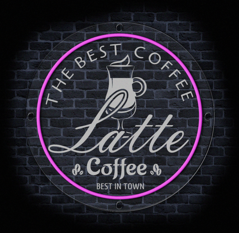 neon Latte LED okrągły 35 cm