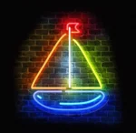 Neon żaglówka LED jako dekoracja w stylistyce marynistycznej