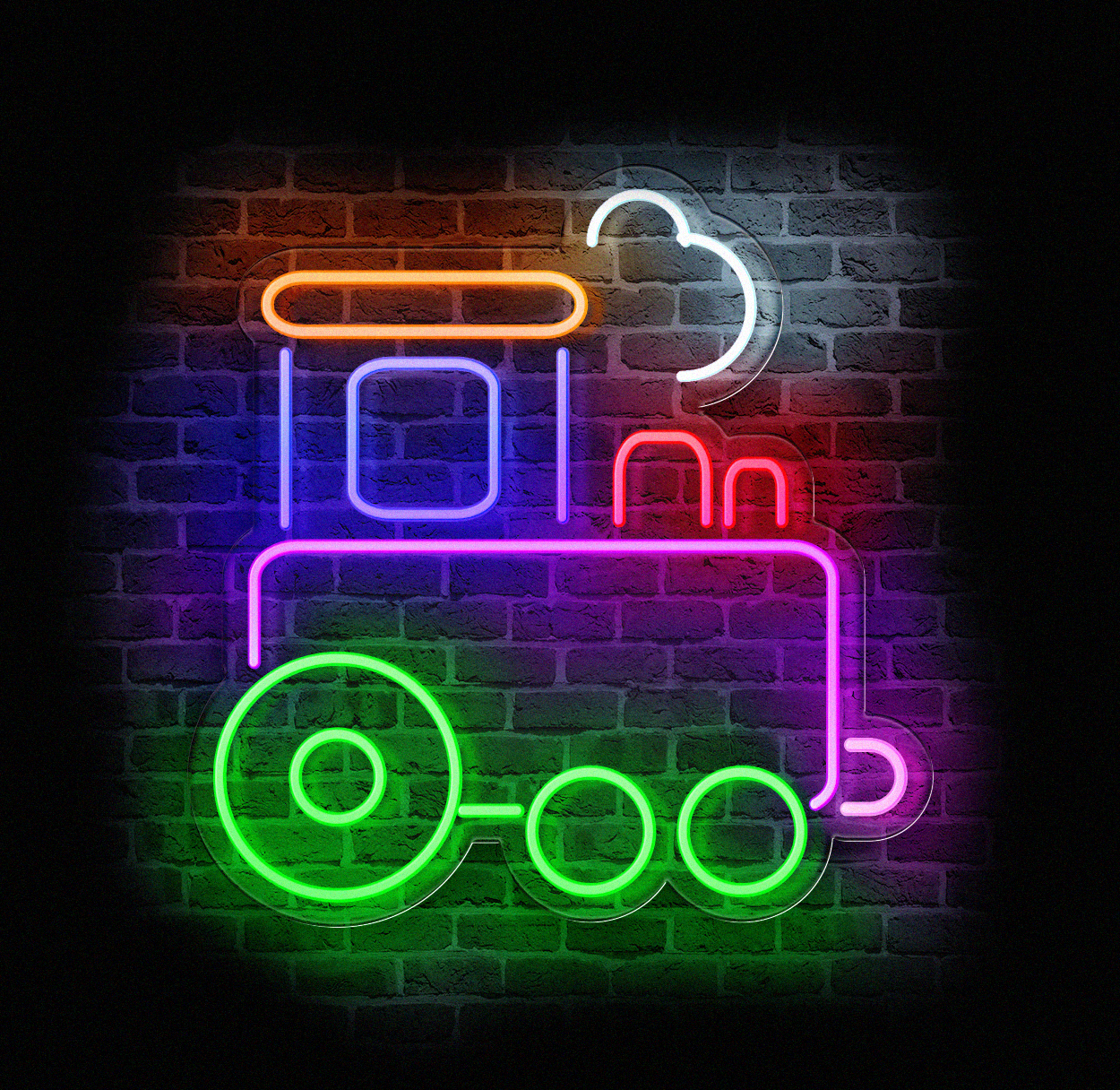 Neon Pociąg LED – kolorowa dekoracja do pokoju dziecka neon pociąg LED dla dzieci