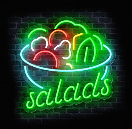 neon reklamowy salads led do restauracji