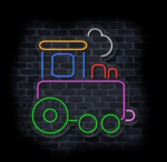 kolorowa ciuchcia neon LED na ścianę