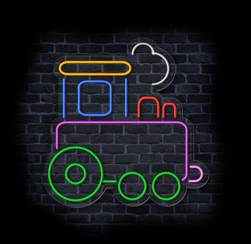 kolorowa ciuchcia neon LED na ścianę