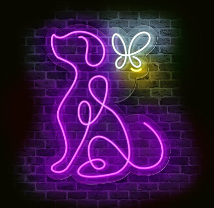 neon LED pies i motyl do pokoju dziecka