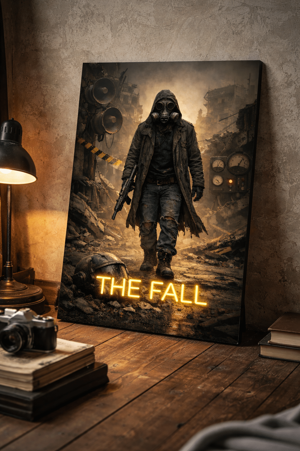 THE FALL – plakat postapokaliptyczny LED plakat postapokaliptyczny z neonem LED THE FALL