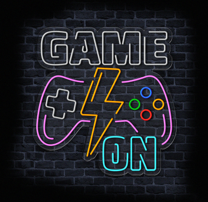 neon gamingowy game on z padem