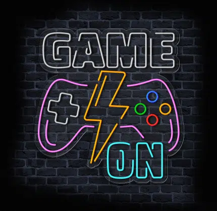 neon gamingowy game on z padem