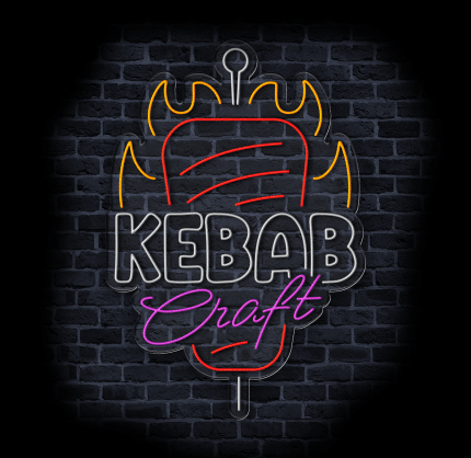 neon reklamowy kebab w witrynie food trucka