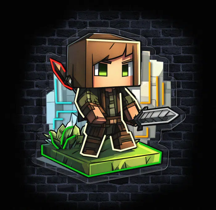 neon do pokoju młodzieżowego z postacią z gry