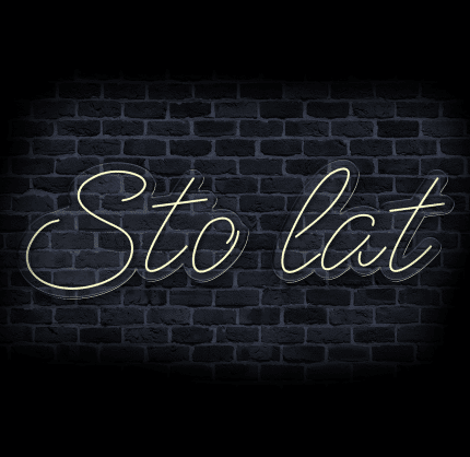 Neon na urodziny sto lat w aranżacji wnętrza