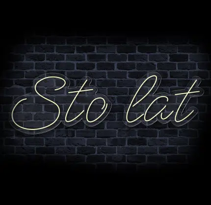 Neon na urodziny sto lat w aranżacji wnętrza