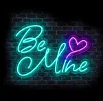 Neon Be Mine LED z sercem – detal świecenia na ścianie
