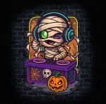 neon gamingowy na ścianę z mumią DJ