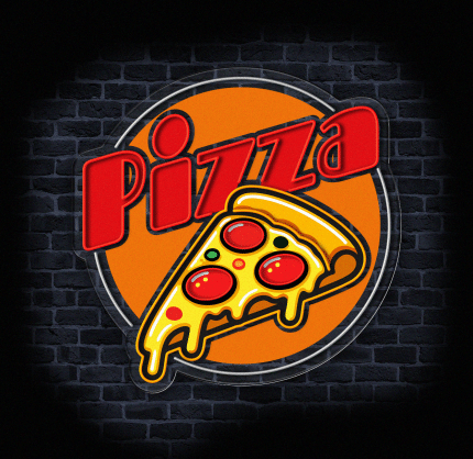 neon LED pizza z napisem Pizza