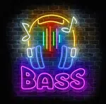 neon na ścianę BASS z motywem słuchawek LED