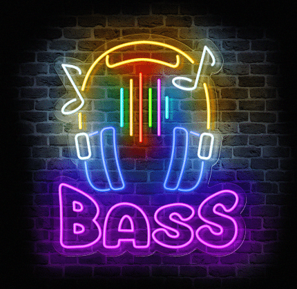 neon na ścianę BASS z motywem słuchawek LED