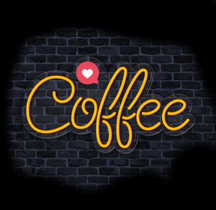 neon z napisem coffee dekoracja lokalu