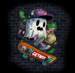 neon chibi duch na deskorolce LED gaming street