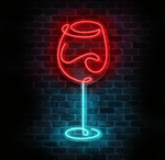 Neon kieliszek wina LED dwukolorowy czerwony niebieski CraftNeon