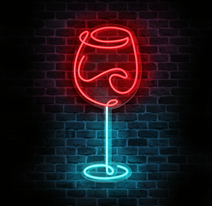 Neon kieliszek wina LED dwukolorowy czerwony niebieski CraftNeon
