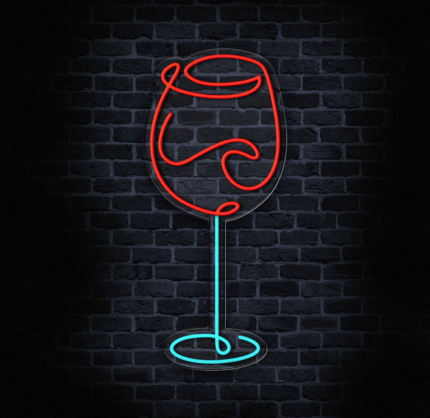 Neon LED kieliszek wina do baru i winiarni — dekoracja ścienna CraftNeon