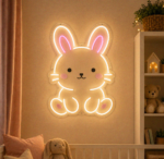 neon króliczek do pokoju dziecka 70x52 cm na ścianie