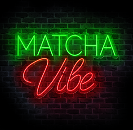 neon do kawiarni matcha z zielonym napisem LED