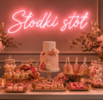 Neon Słodki stół różowy 100x35 cm