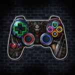Mroczny pad gamingowy fantasy z motywem potwora i mieczy