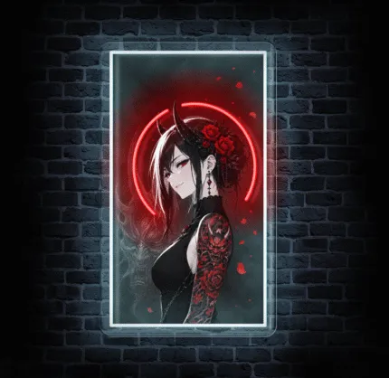 neon LED na plexi Akuma Rose mroczna demonica 60x35 cm