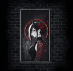 neon LED na plexi z nadrukiem UV – detal grafiki demonicy