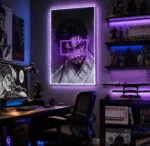 Neon samuraj anime w pokoju nastolatka fana mangi