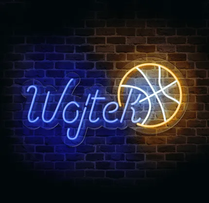Neon LED z imieniem i koszykówką - personalizowana dekoracja LED CraftNeon