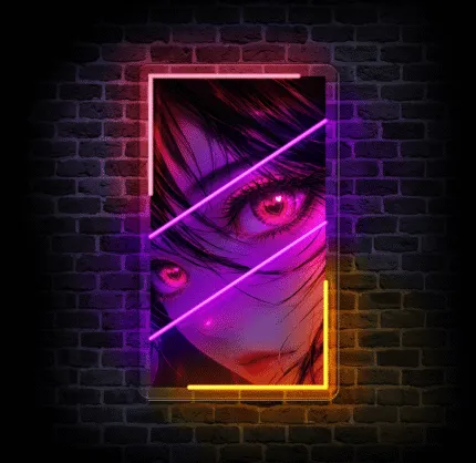 Neon anime z dziewczyną 60 × 35 cm z grafiką LED