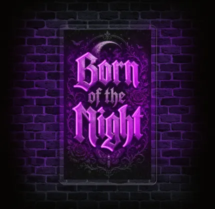 Neon LED Born of the Night w stylu gotyckim z fioletowym podświetleniem