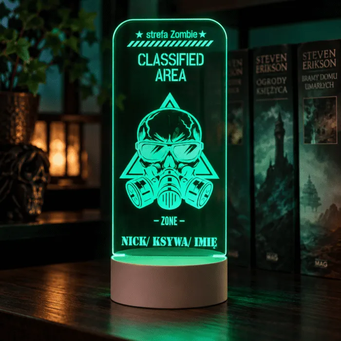 Prezent dla chłopaka gracza – lampka LED Classified Area z nickiem