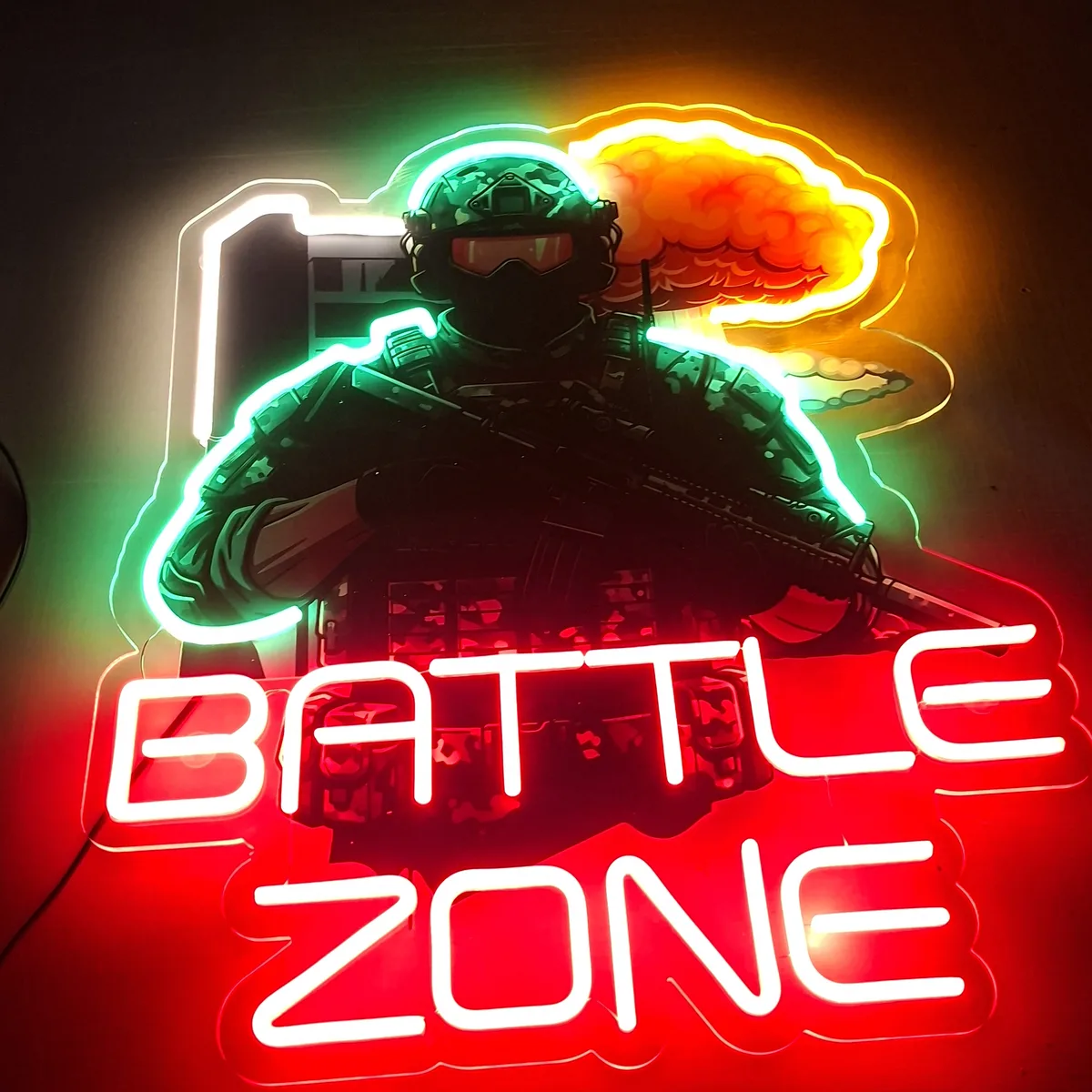 Neon LED Battle Zone z żołnierzem