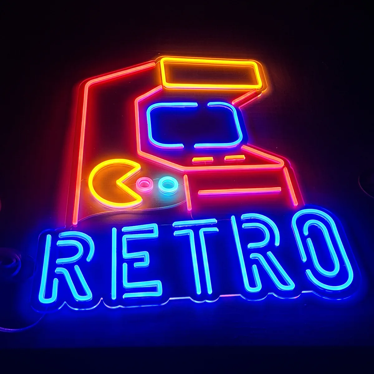 Neon LED Retro z automatem arcade